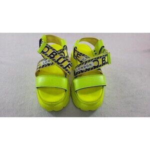 Buffalo London Neon Yellow Platform Sandals Size 36 US 5.5 Chunky Festival Rave